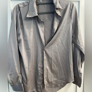 Grey/ Silver Long Sleeve Button-up